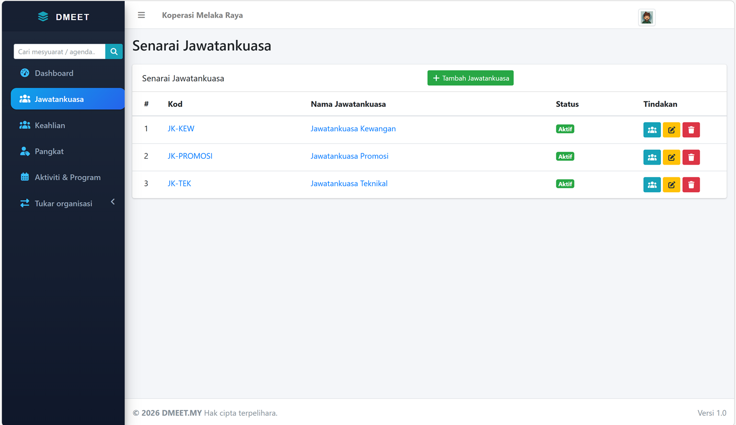 Screenshot Senarai Jawatankuasa